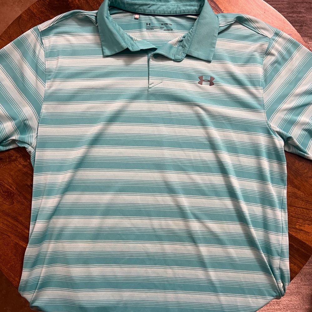 Under Armour Teal and White Polo Shirt